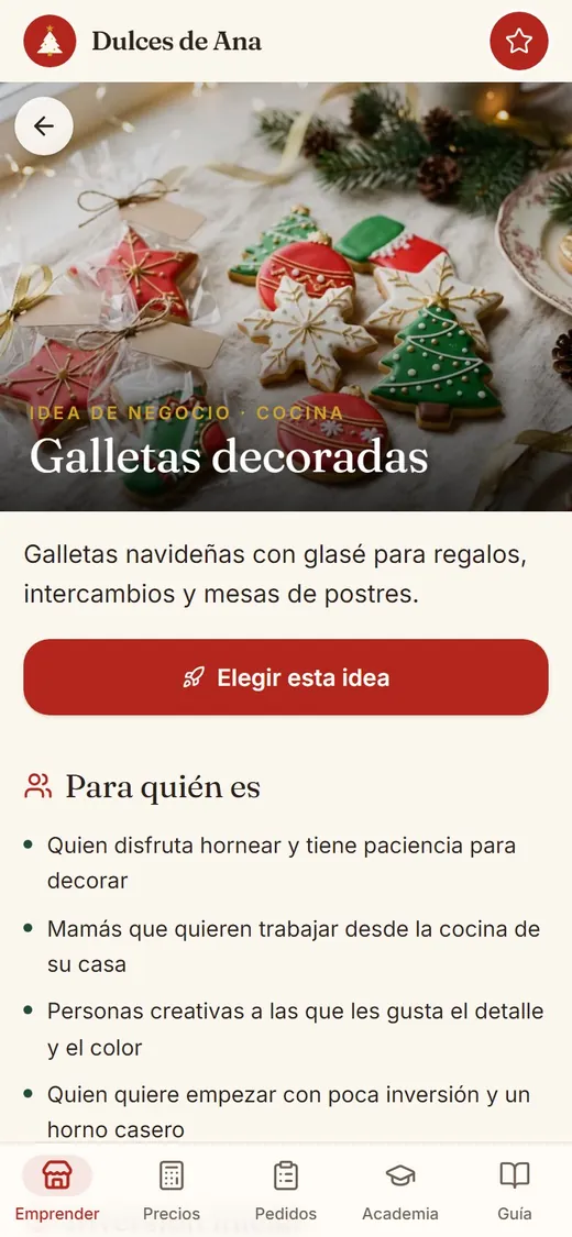 Idea de negocio de galletas decoradas con su descripción y para quién es